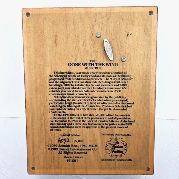 Heirloom Tradition Limited Edition 'Gone With The Wind' Music Box - Picture 7 of 8